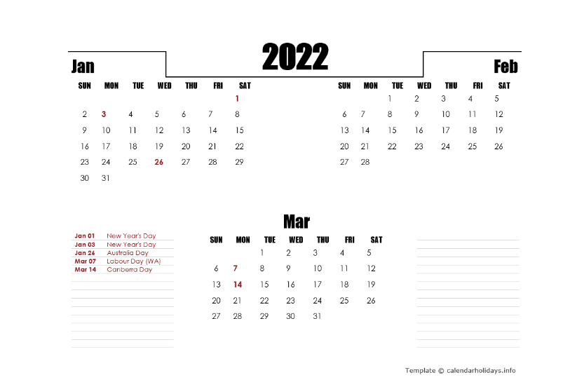 AUSTRALIA QUARTERLY PLANNER TEMPLATE