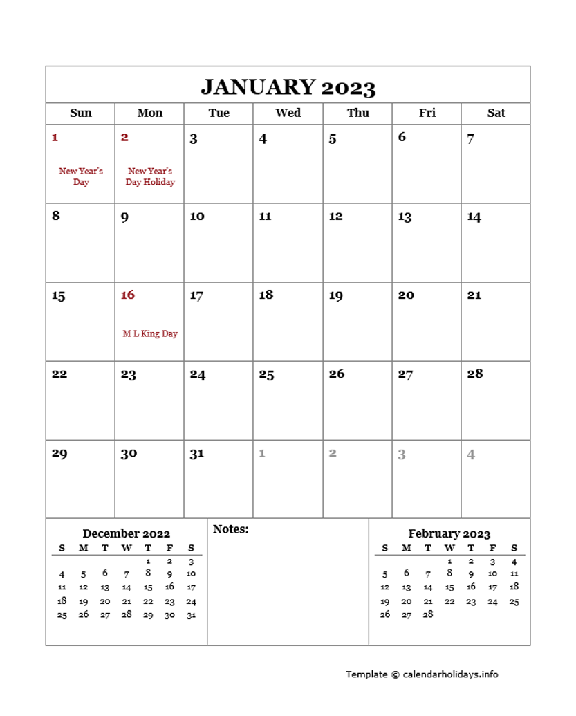 AUSTRALIA MONTHLY CALENDAR WITH LARGE SPACE FOR NOTES