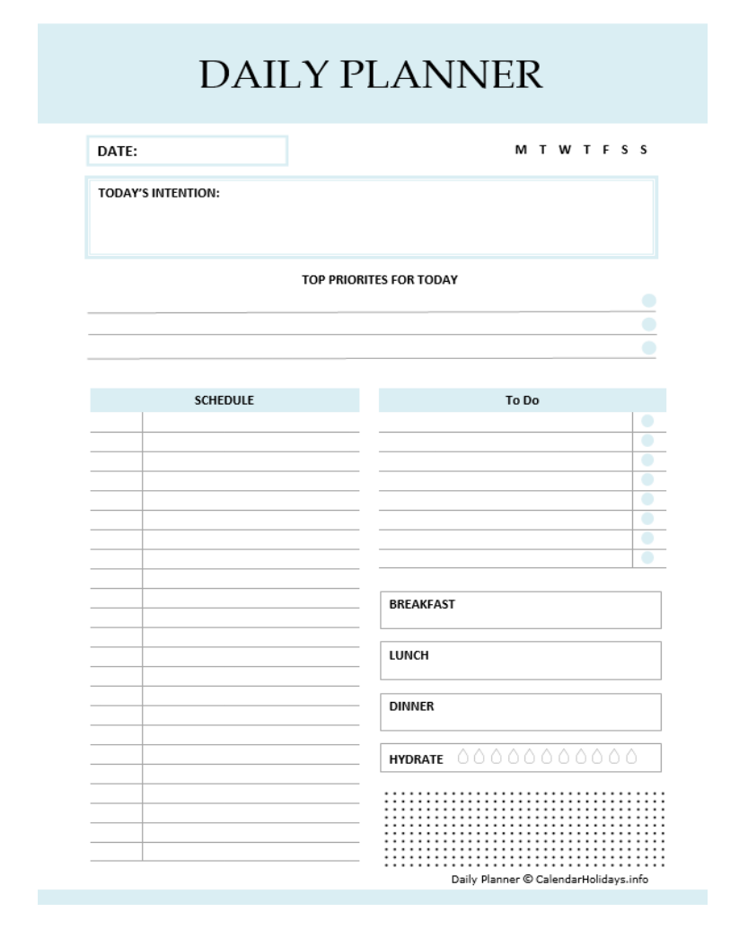 2023 Daily Planner Template - calendarholidays.info