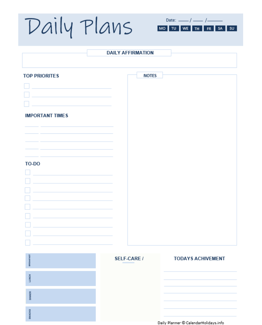 2023 Daily Planner Template - calendarholidays.info