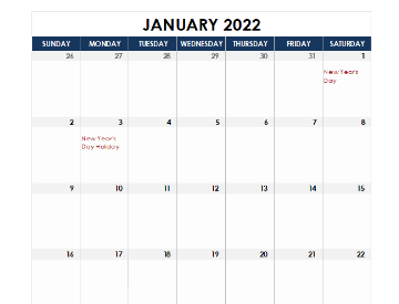 Australia Spreadsheet Calendar Template