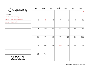 Monthly Australia Template Large Space Notes