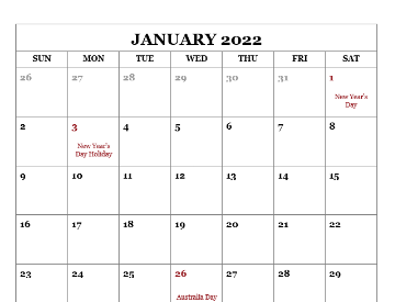 Three Month Printable Calendar Australia Holidays