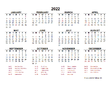Year At A Glance Calendar Australia Holidays
