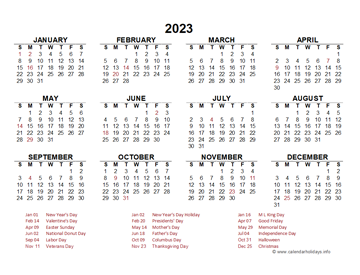 Year At A Glance Calendar Australia Holidays